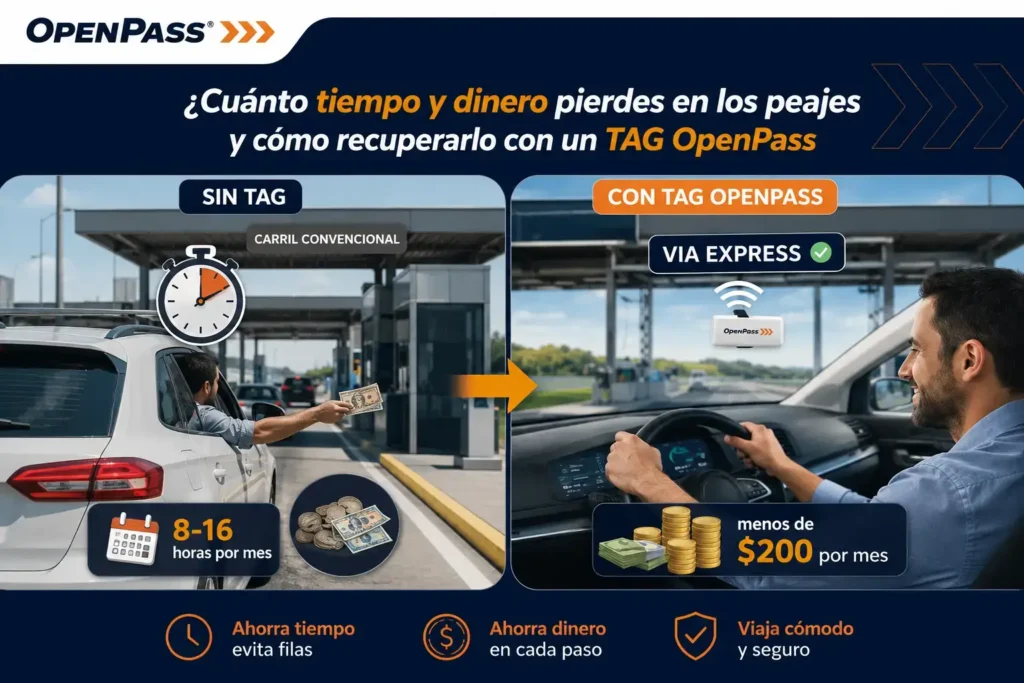 Tiempo y dinero perdido en peajes